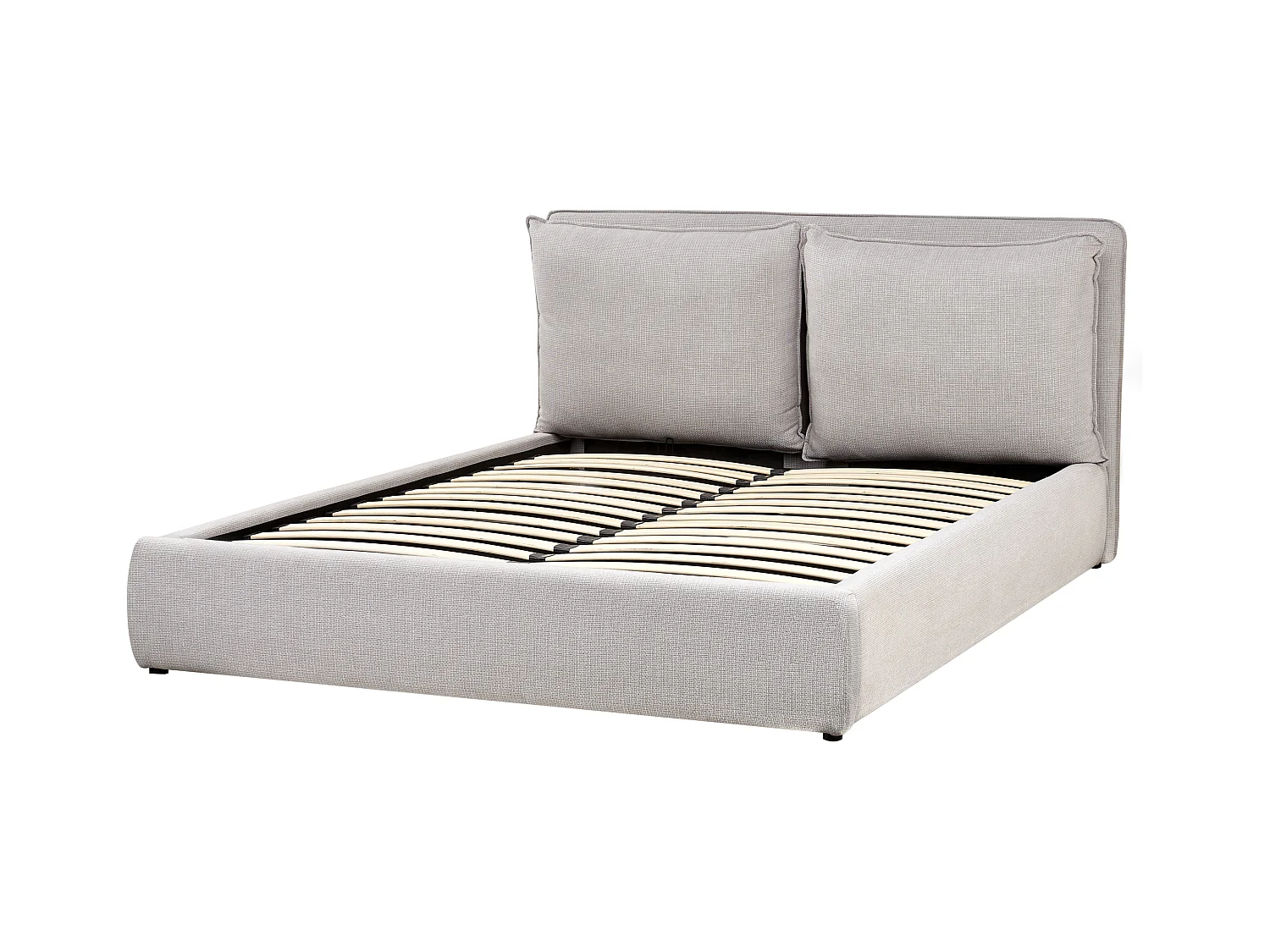 Bett mit Stauraum Stoff BAJONNA 160 x 200 cm Hellgrau