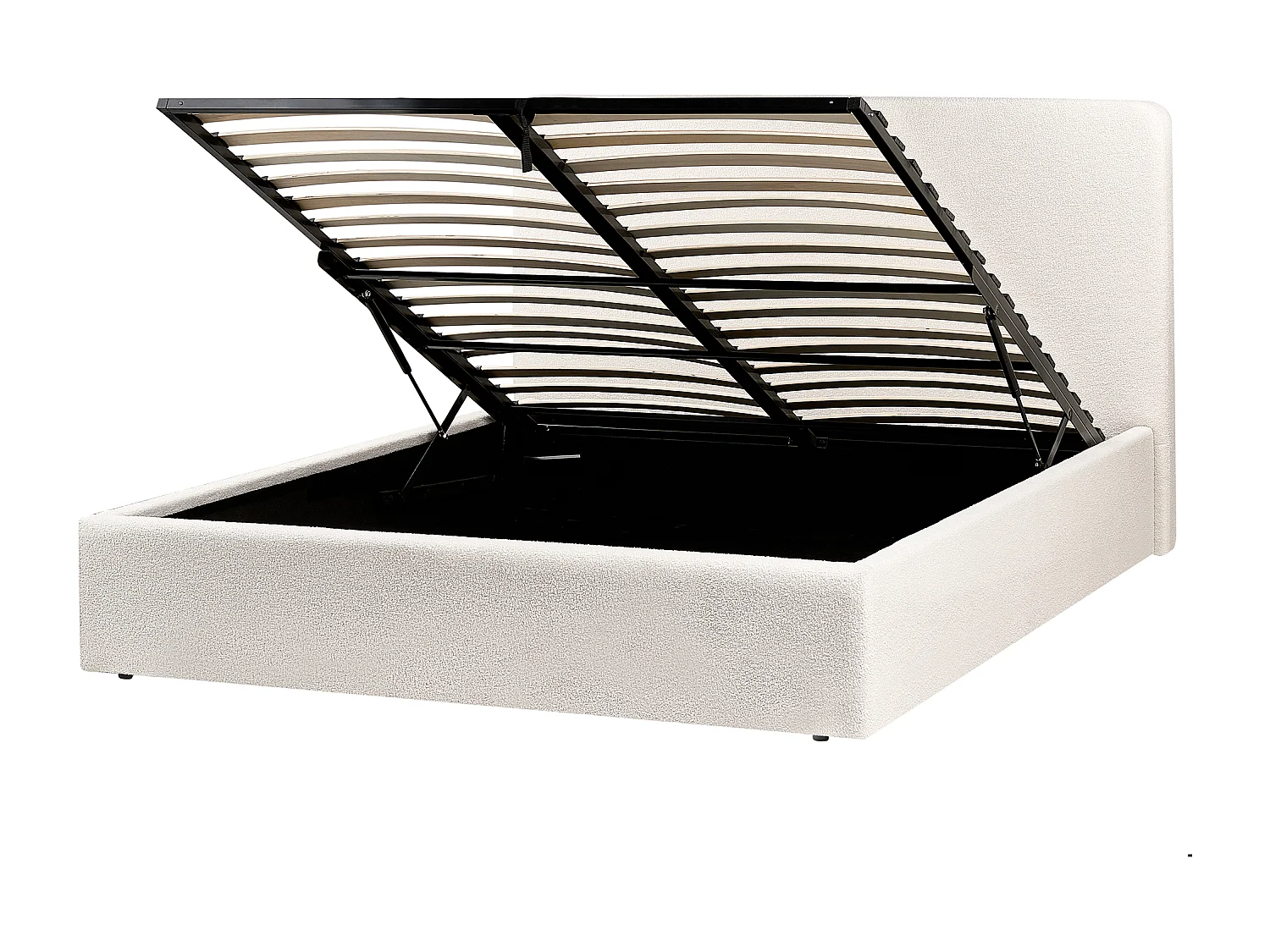 Bed met opbergruimte Bouclé BRENON 160 x 200 cm Gebroken wit