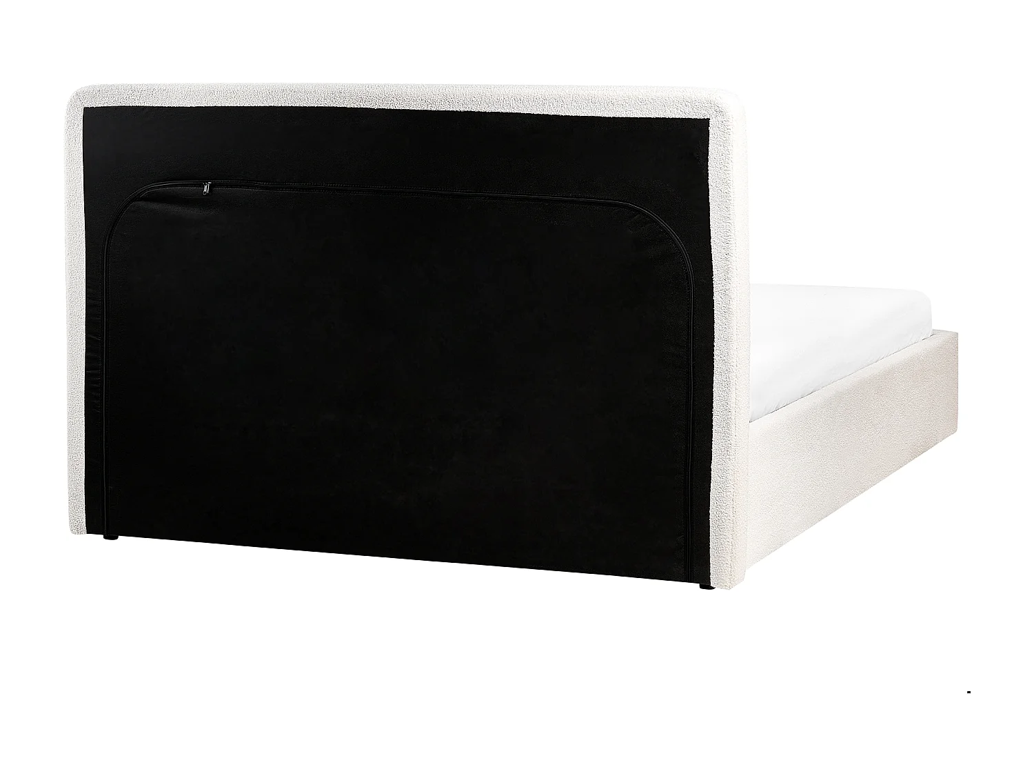 Bed met opbergruimte Bouclé BRENON 160 x 200 cm Gebroken wit