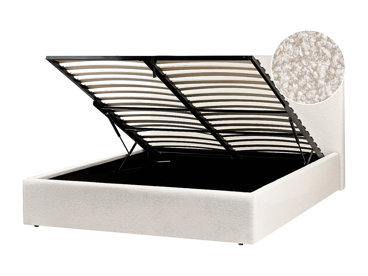 Lit ottoman Bouclé BRENON 160 x 200 cm Blanc cassé