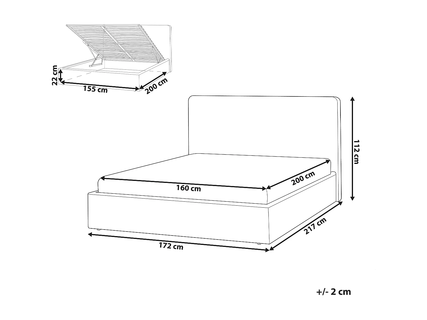 Lit ottoman Bouclé BRENON 160 x 200 cm Blanc cassé