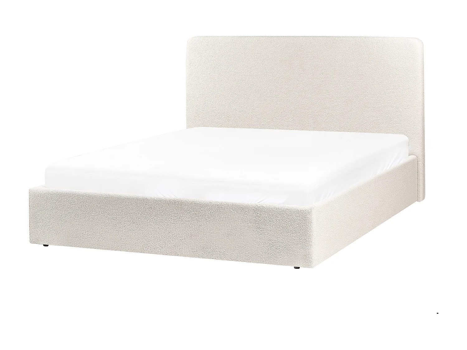 Lit ottoman Bouclé BRENON 160 x 200 cm Blanc cassé