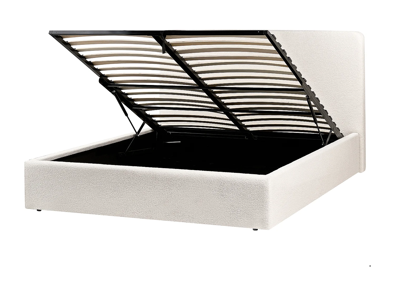 Lit ottoman Bouclé BRENON 160 x 200 cm Blanc cassé