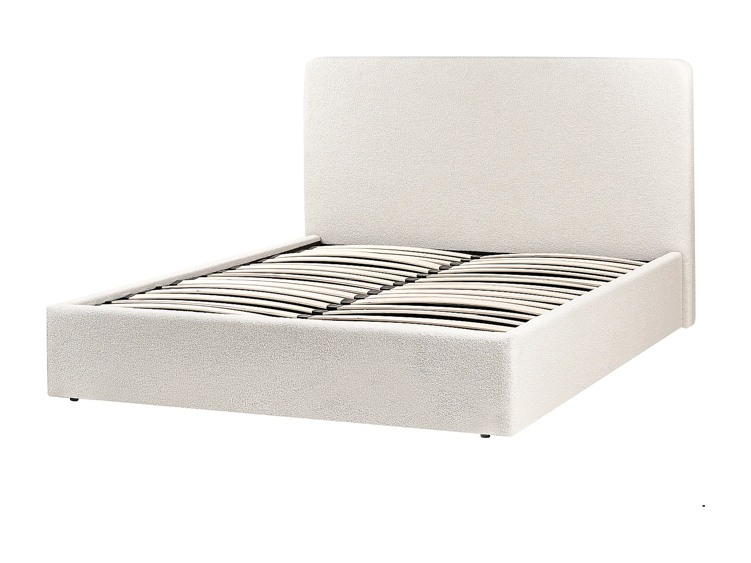 Lit ottoman Bouclé BRENON 160 x 200 cm Blanc cassé