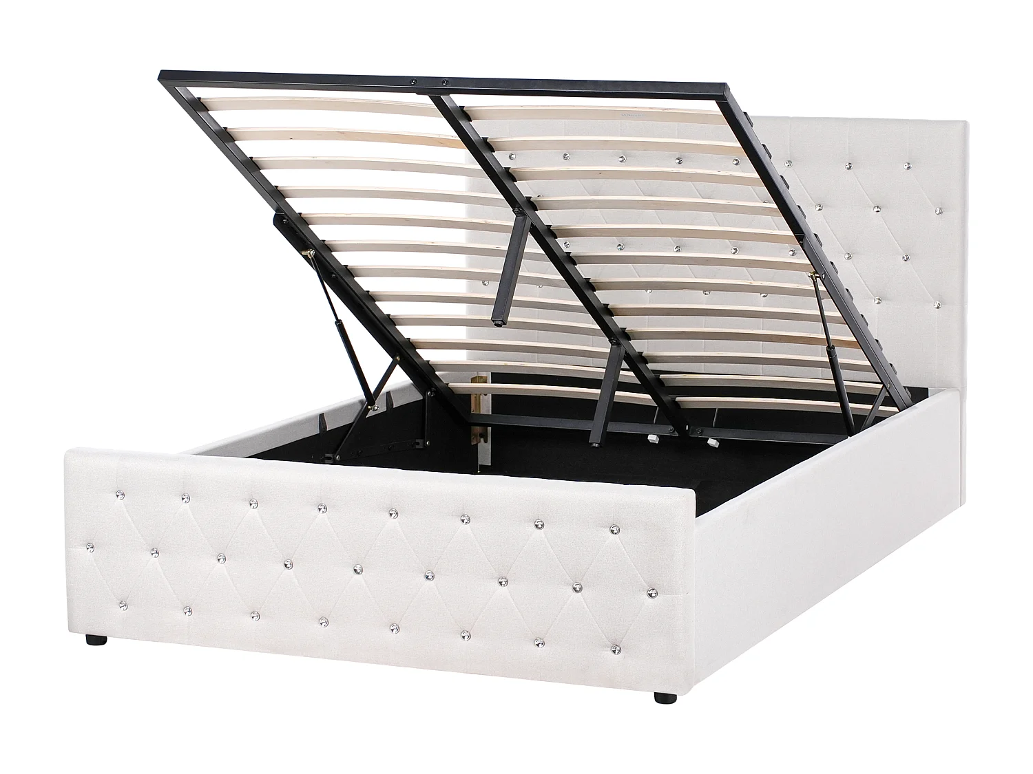 Letto contenitore Tessuto AMIENS 140 x 200 cm Beige