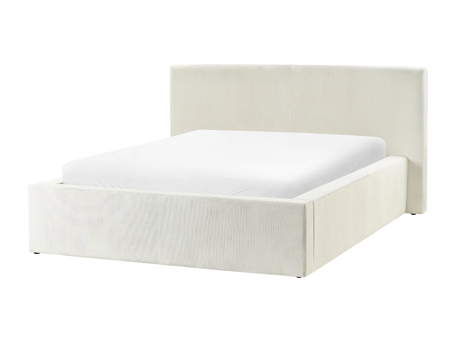 Lit ottoman Velours côtelé LILLEBONNE 140 x 200 cm Beige clair