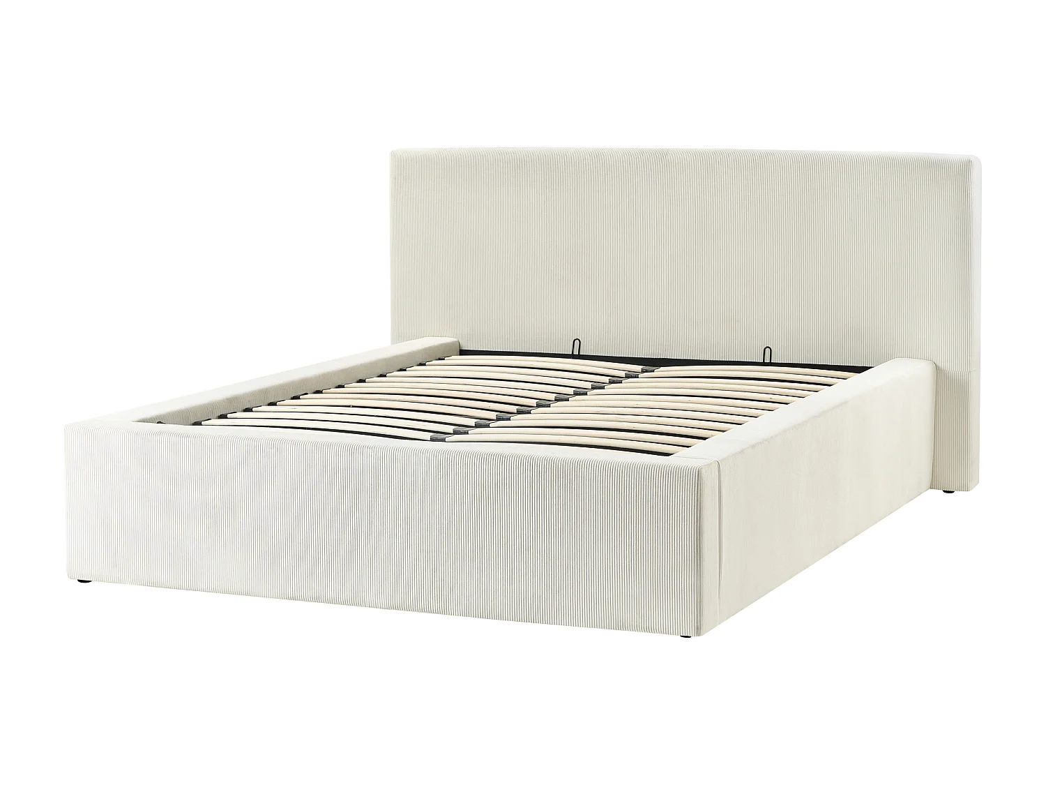 Lit ottoman Velours côtelé LILLEBONNE 140 x 200 cm Beige clair