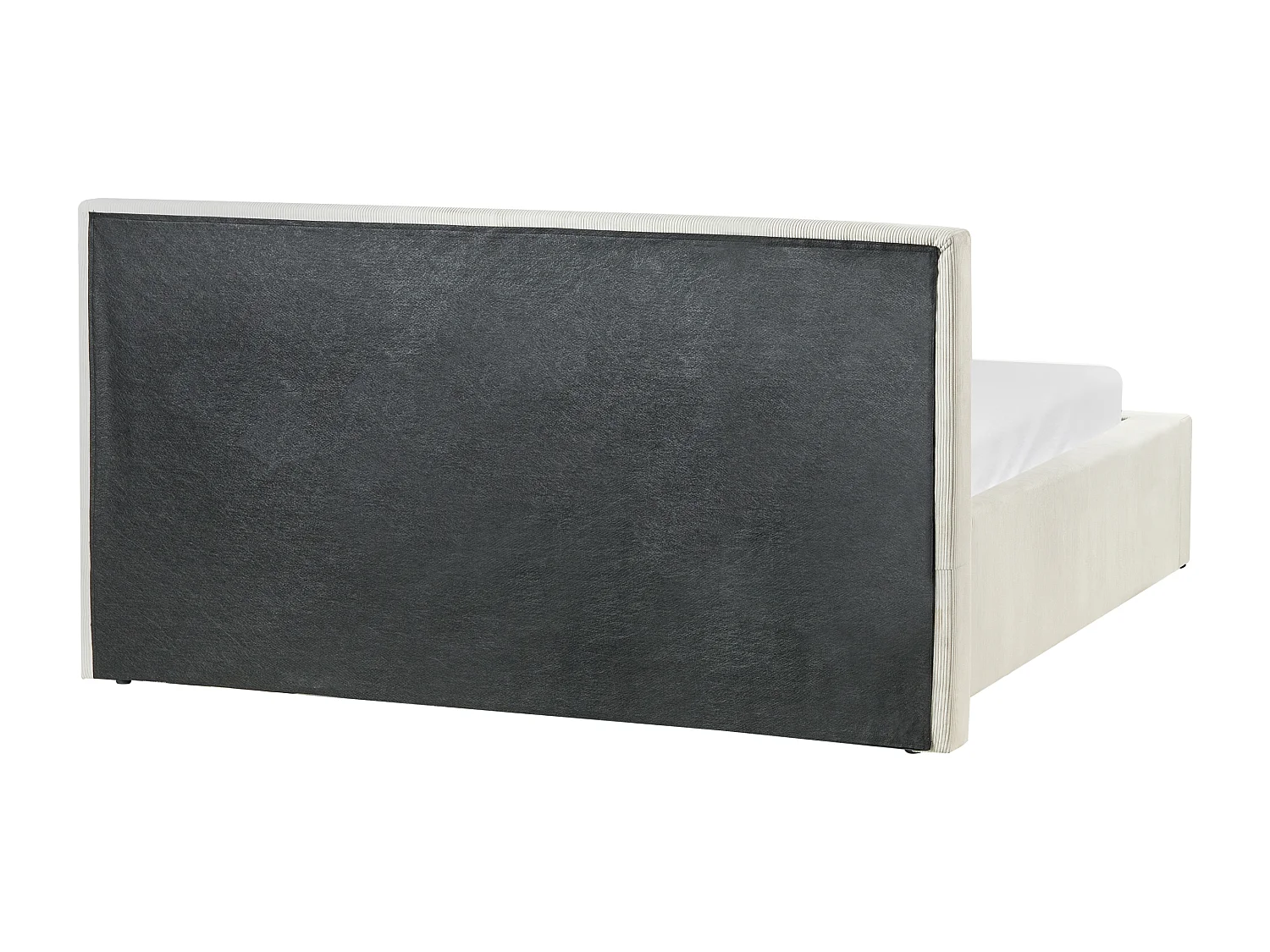 Lit ottoman Velours côtelé LILLEBONNE 140 x 200 cm Beige clair