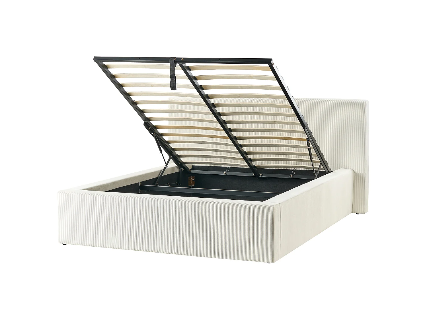 Lit ottoman LILLEBONNE Velours côtelé Beige clair 140 x 200 cm