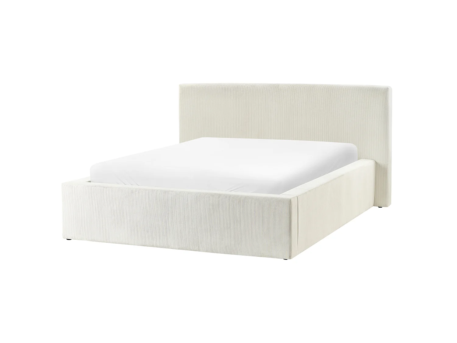 Lit ottoman LILLEBONNE Velours côtelé Beige clair 140 x 200 cm