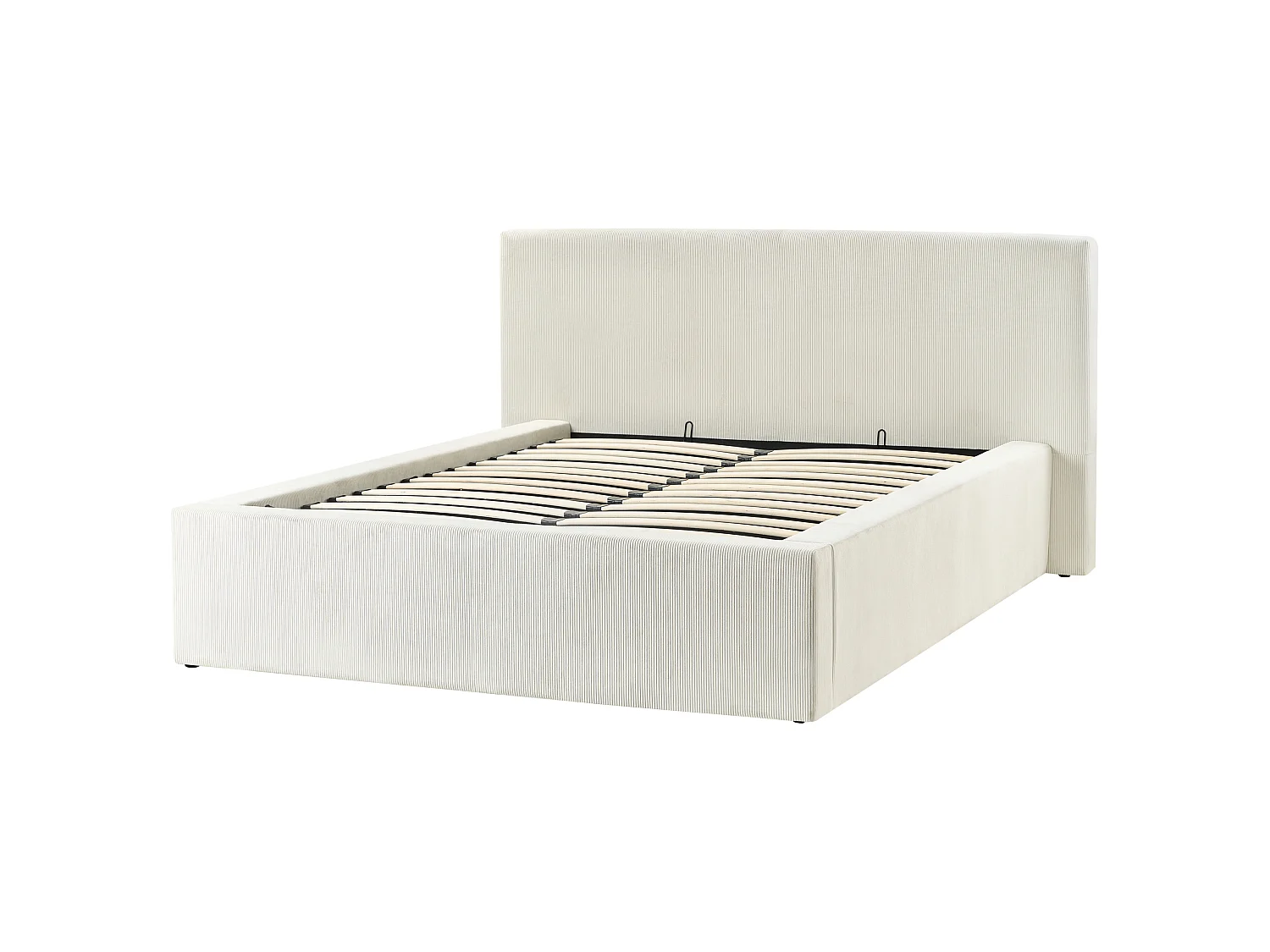 Lit ottoman LILLEBONNE Velours côtelé Beige clair 140 x 200 cm