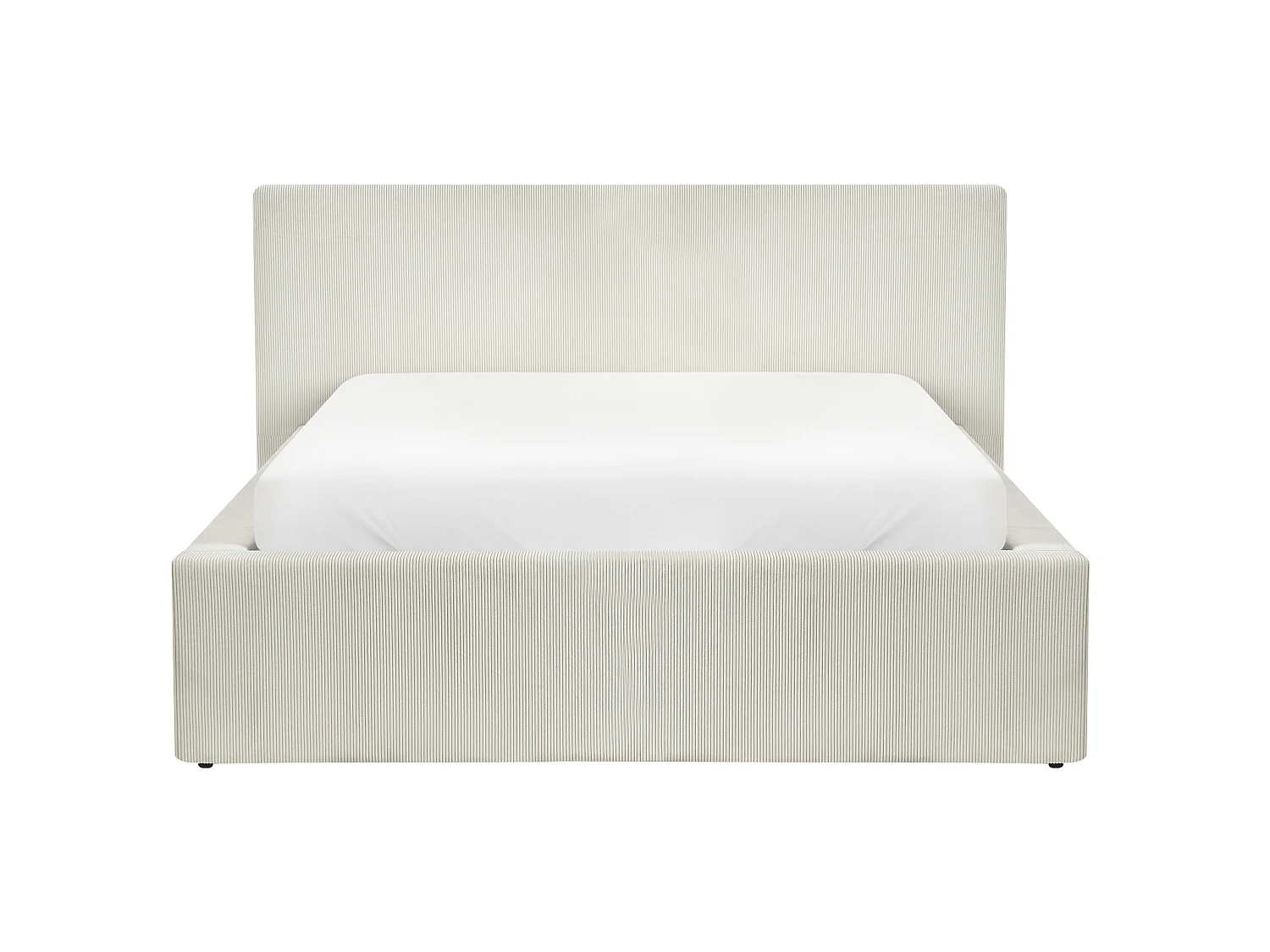 Lit ottoman LILLEBONNE Velours côtelé Beige clair 140 x 200 cm