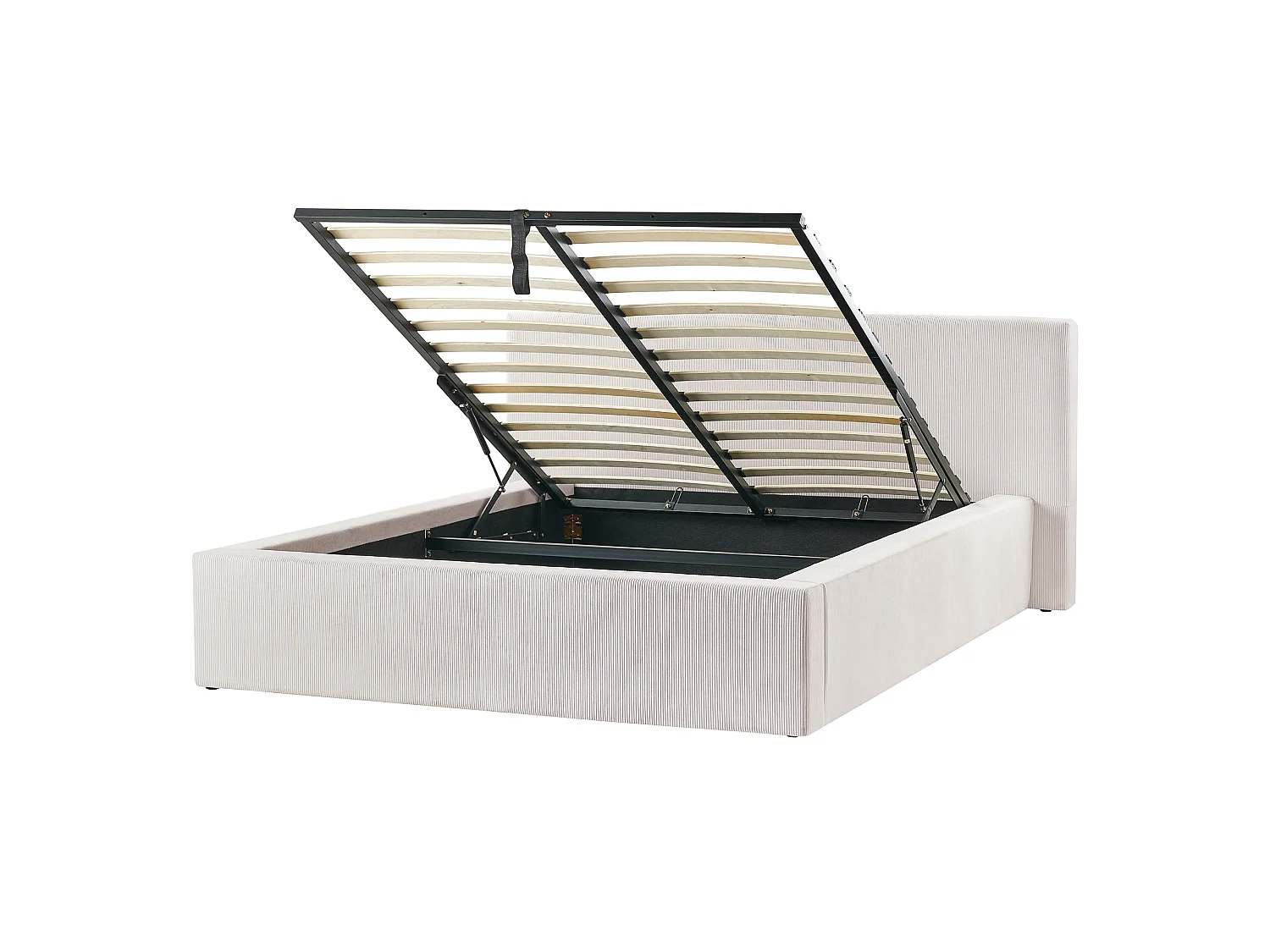 Lit ottoman LILLEBONNE Velours côtelé Beige clair 140 x 200 cm