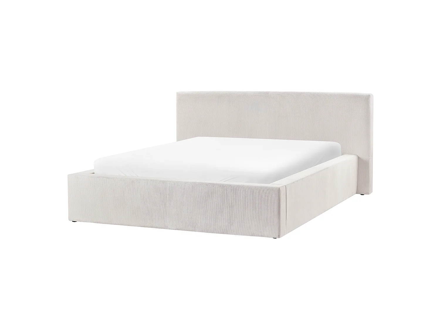 Lit ottoman LILLEBONNE Velours côtelé Beige clair 140 x 200 cm
