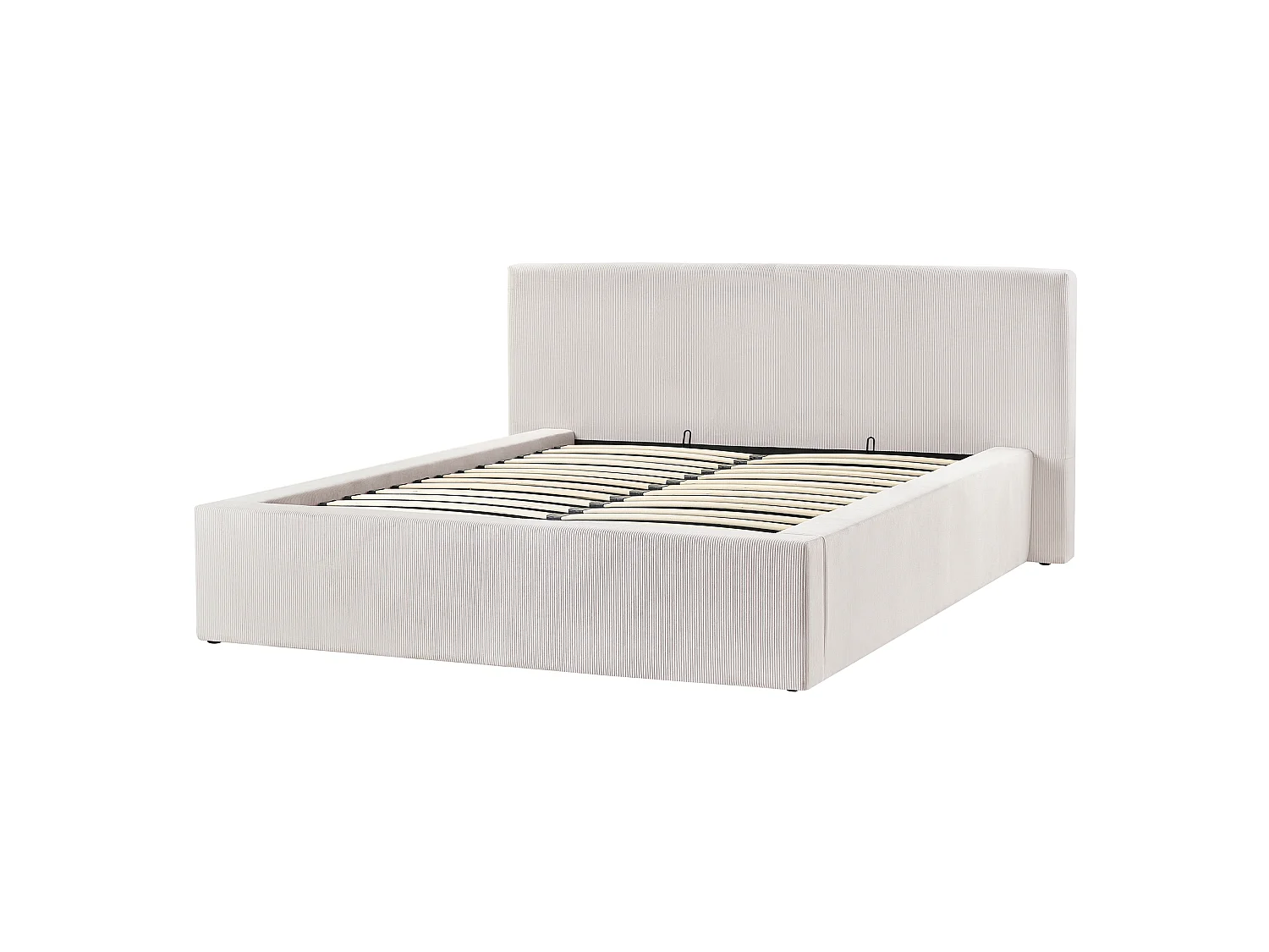 Lit ottoman LILLEBONNE Velours côtelé Beige clair 140 x 200 cm