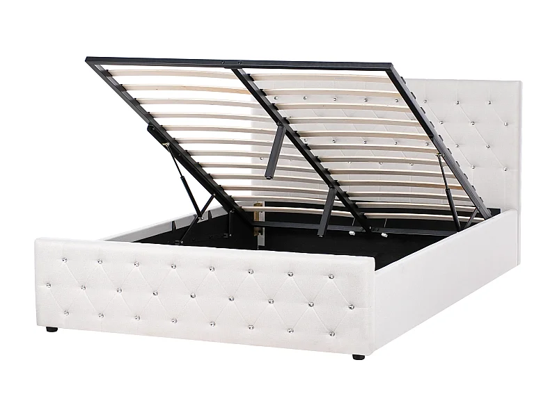 Bed met opbergruimte Stof AMIENS 160 x 200 cm Beige