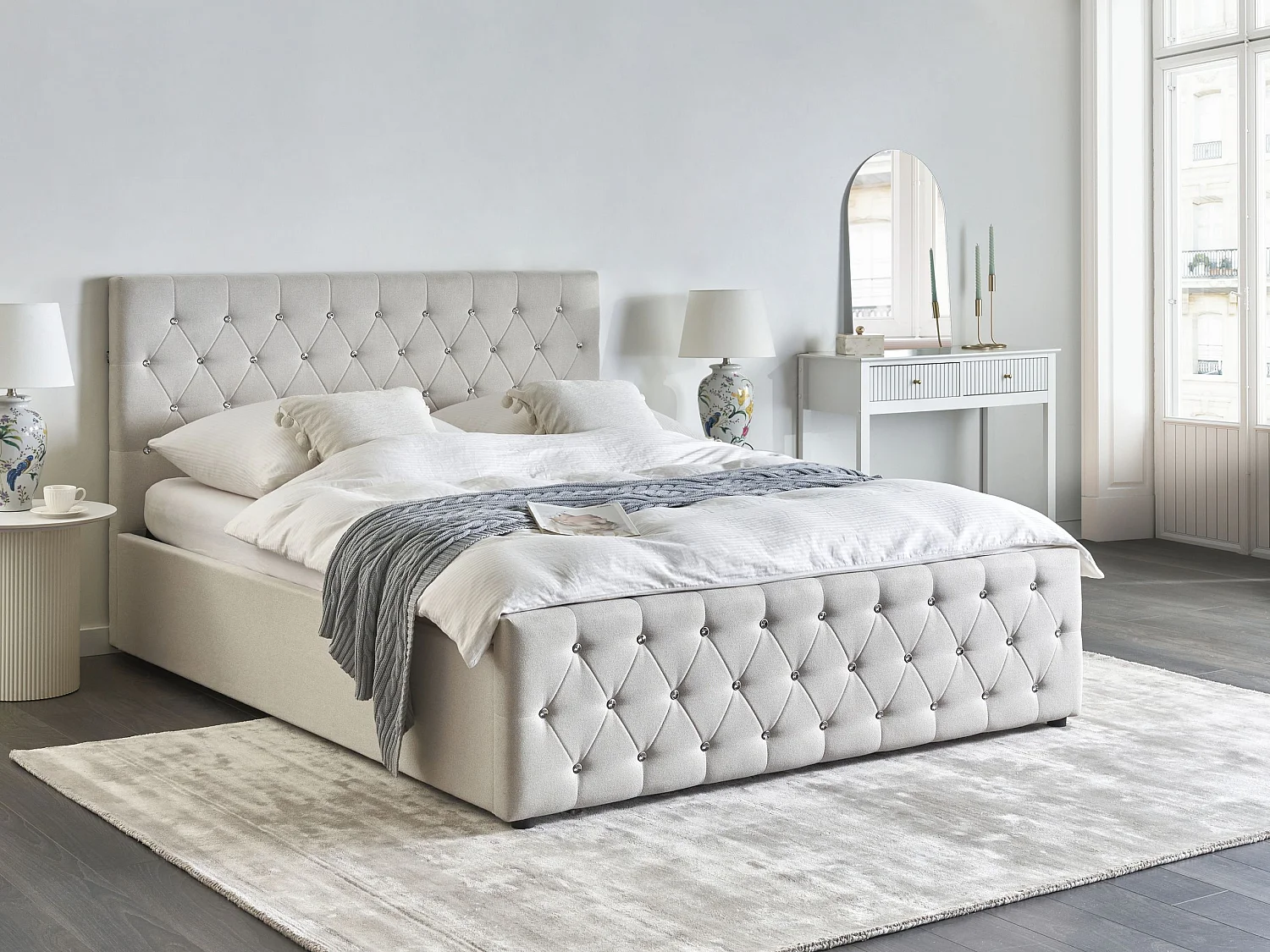 Lit ottoman Tissu AMIENS 160 x 200 cm Beige