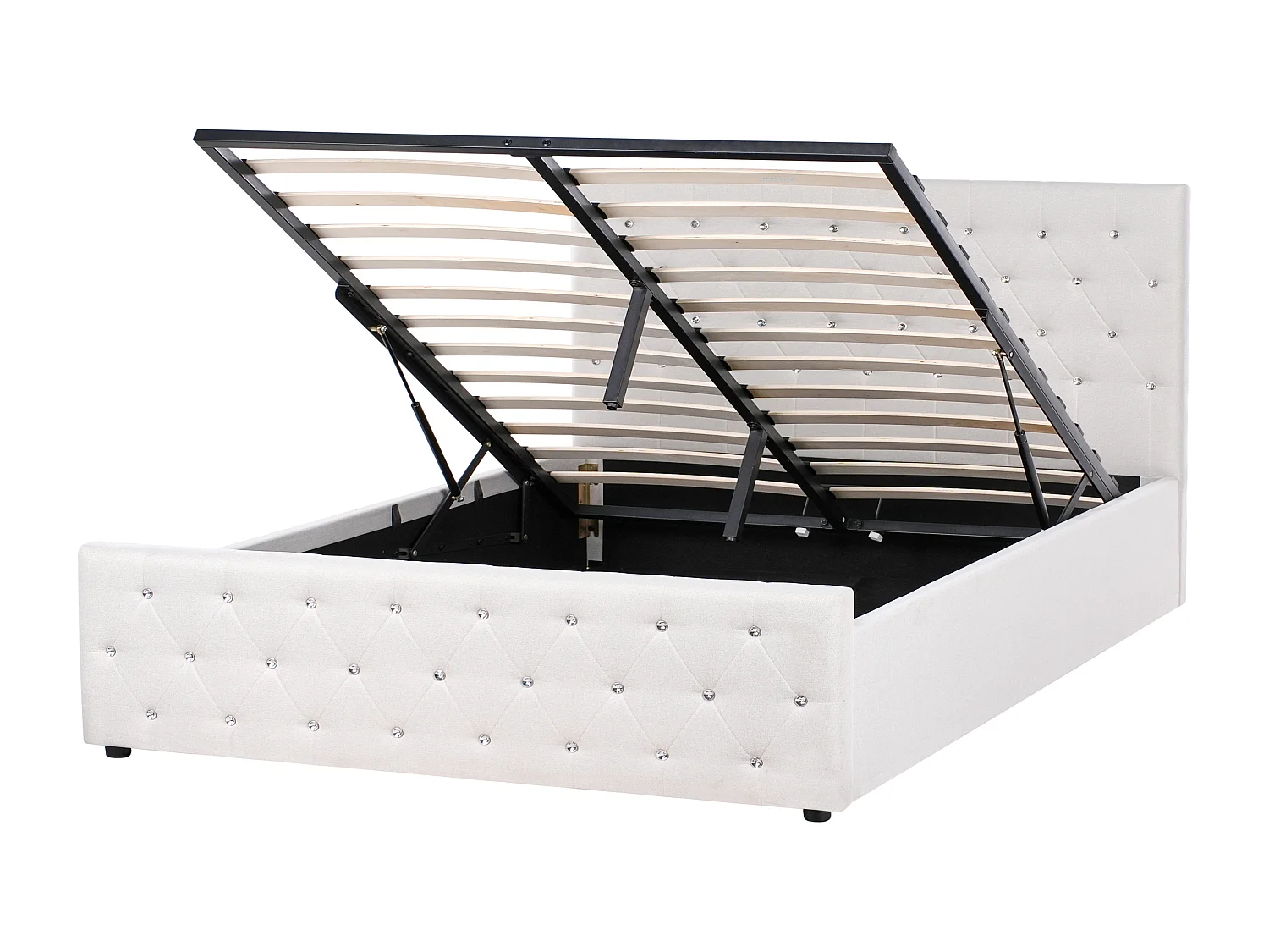 Bett mit Stauraum Stoff AMIENS 160 x 200 cm Beige