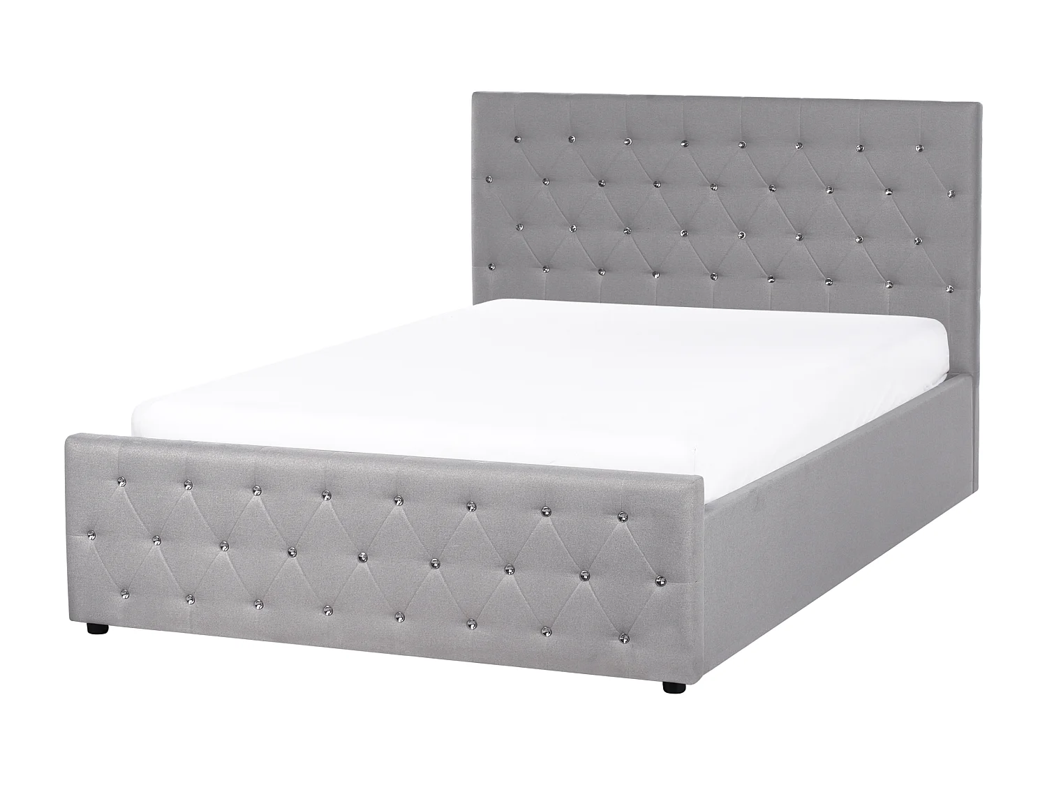 Bed met opbergruimte Stof AMIENS 140 x 200 cm Lichtgrijs