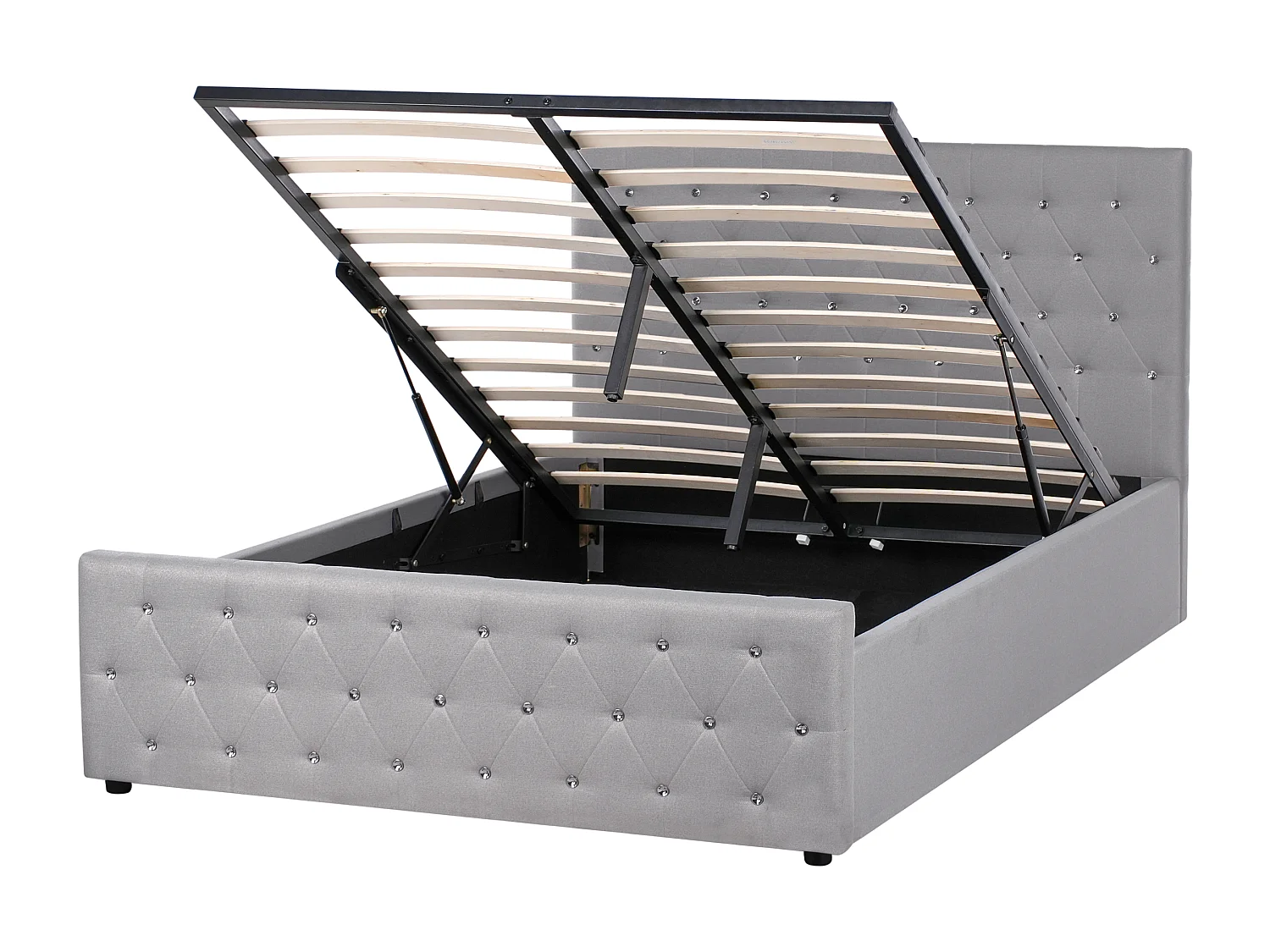 Lit ottoman Tissu AMIENS 140 x 200 cm Gris clair