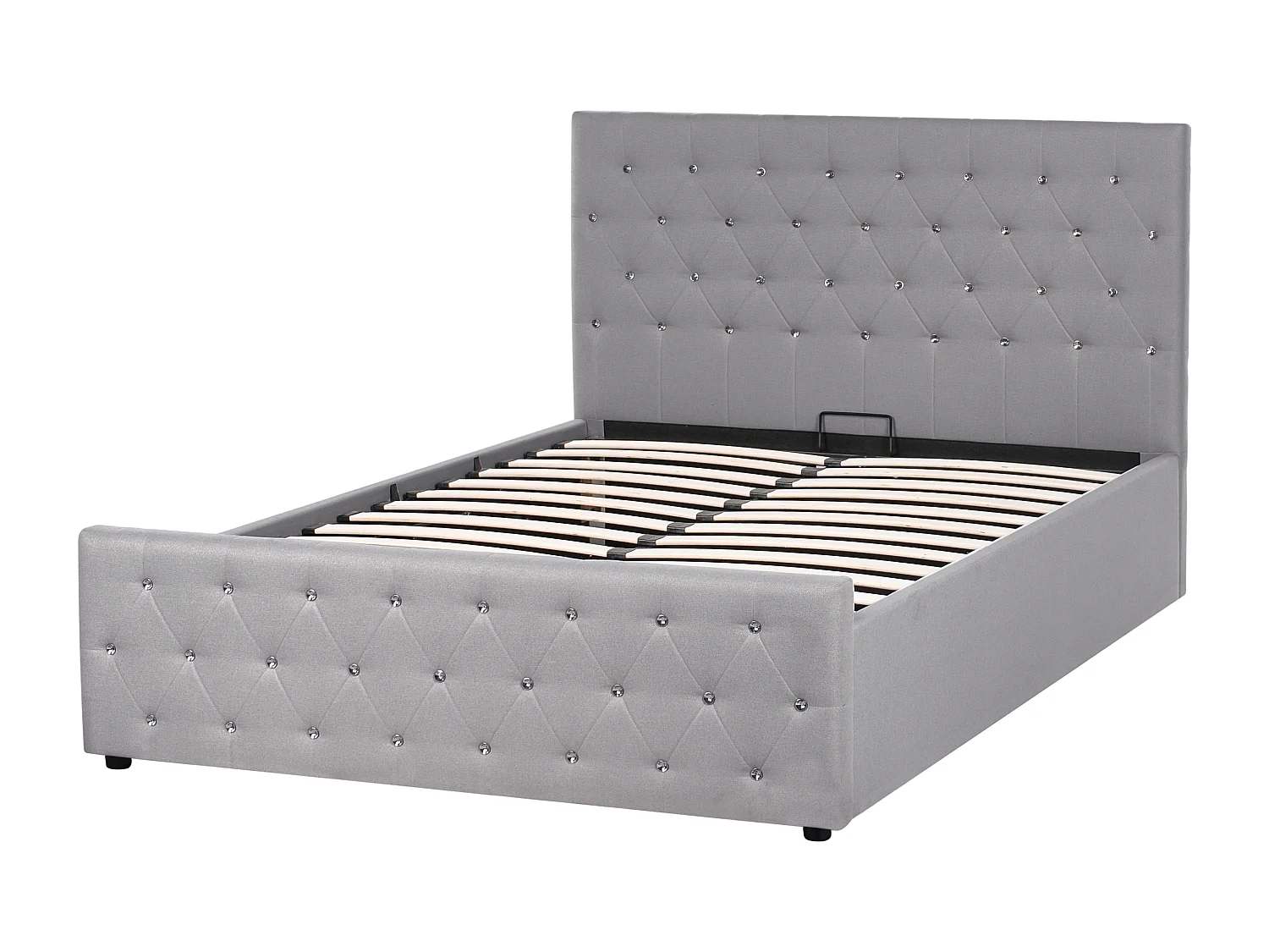 Letto contenitore Tessuto AMIENS 140 x 200 cm Grigio chiaro
