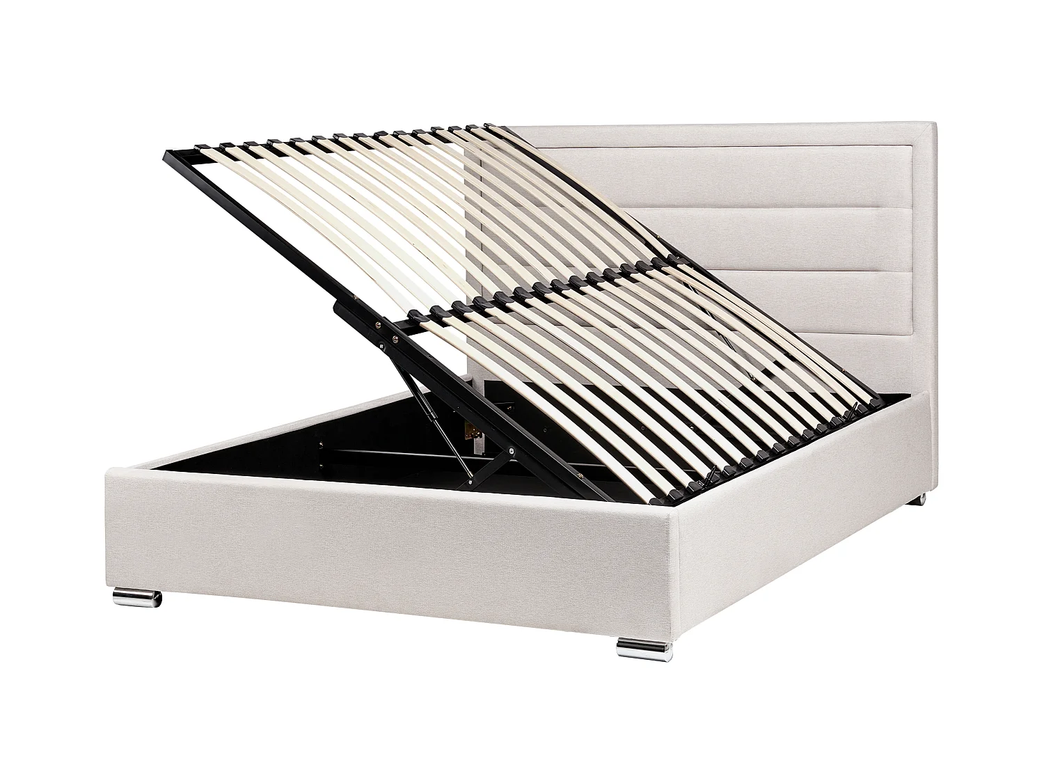 Lit ottoman Tissu ROUEN 140 x 200 cm Beige clair