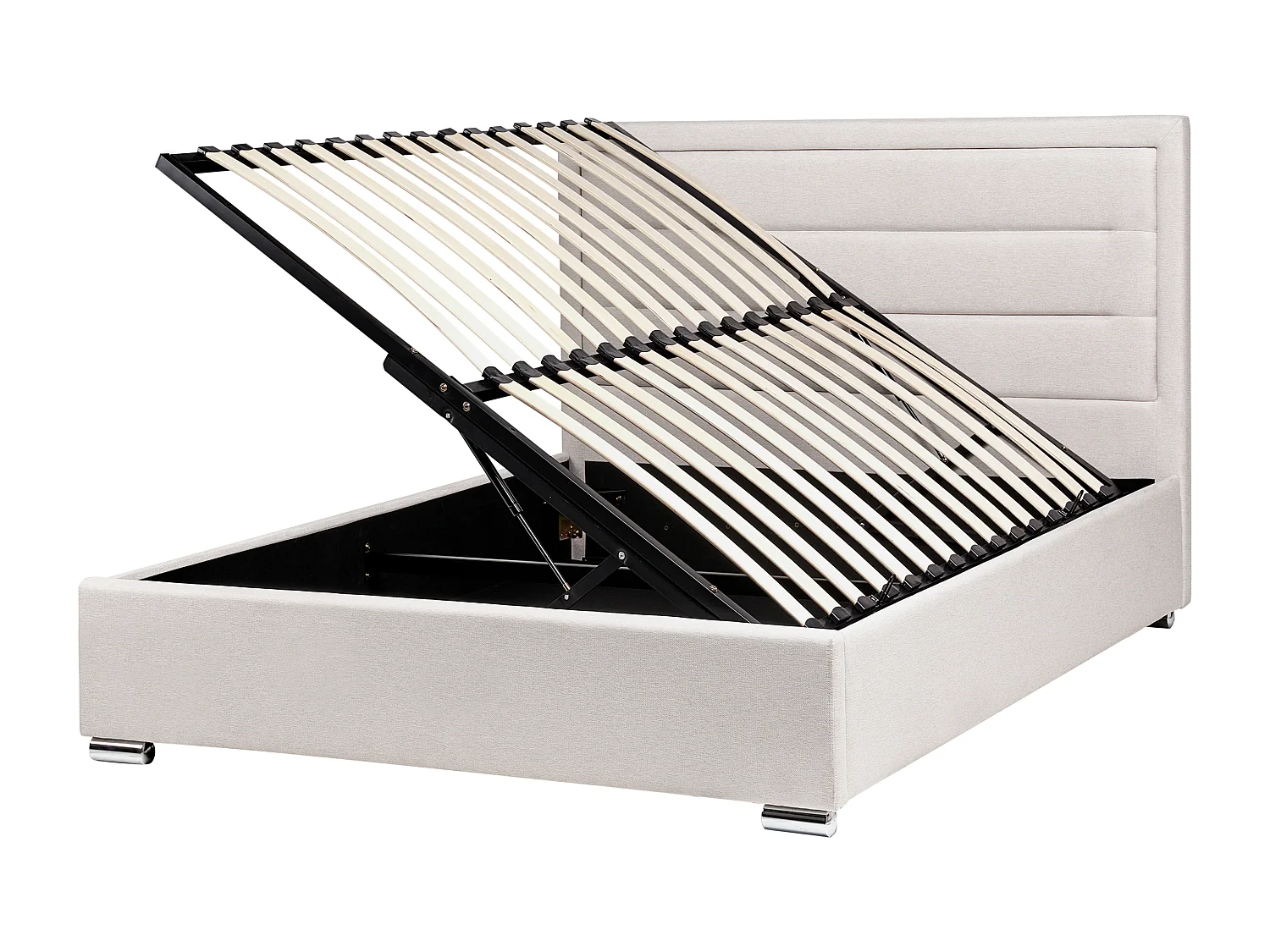 Lit ottoman Tissu ROUEN 140 x 200 cm Beige clair