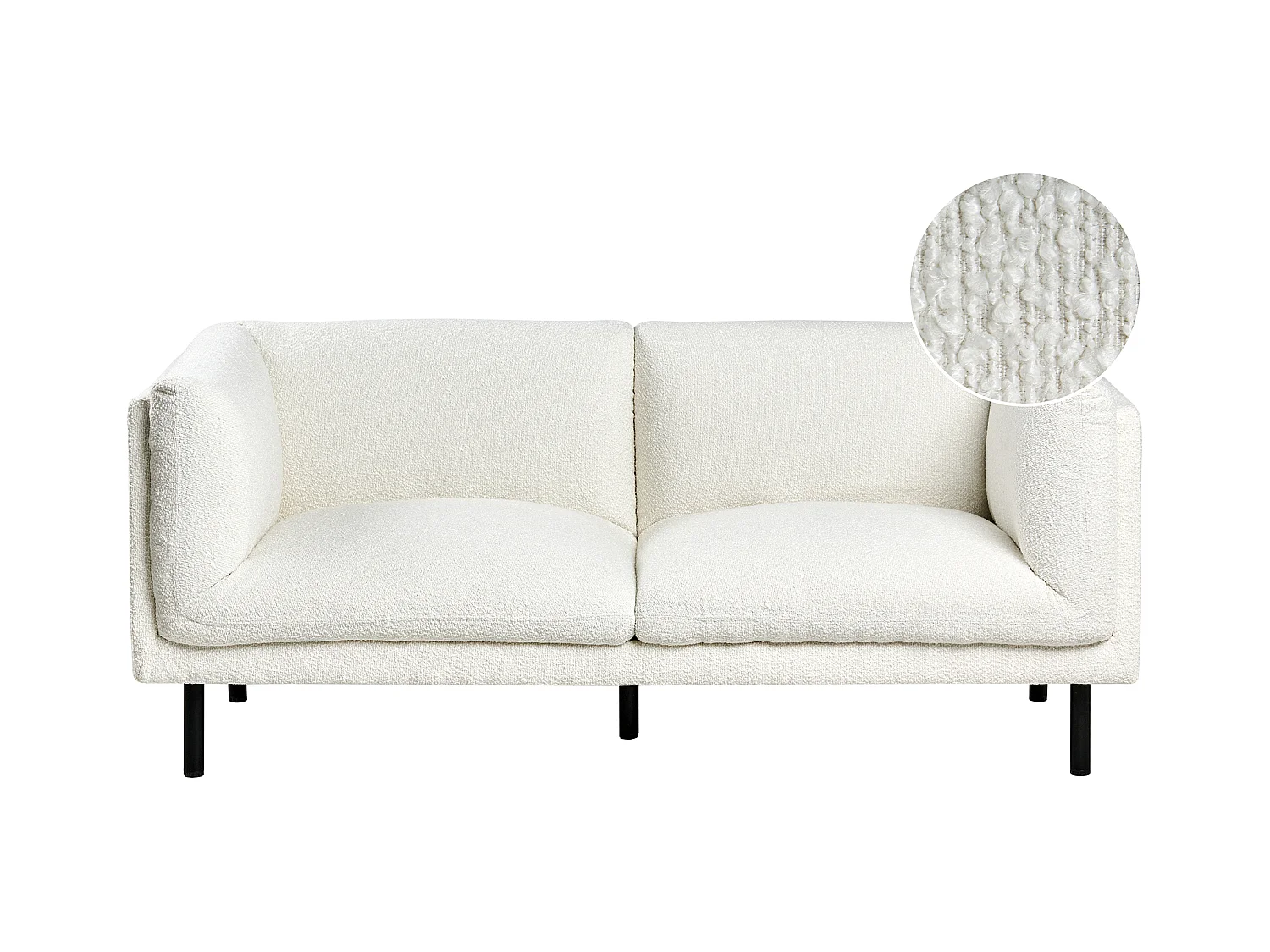 Canapé 2 places VORGOD Bouclé Blanc cassé