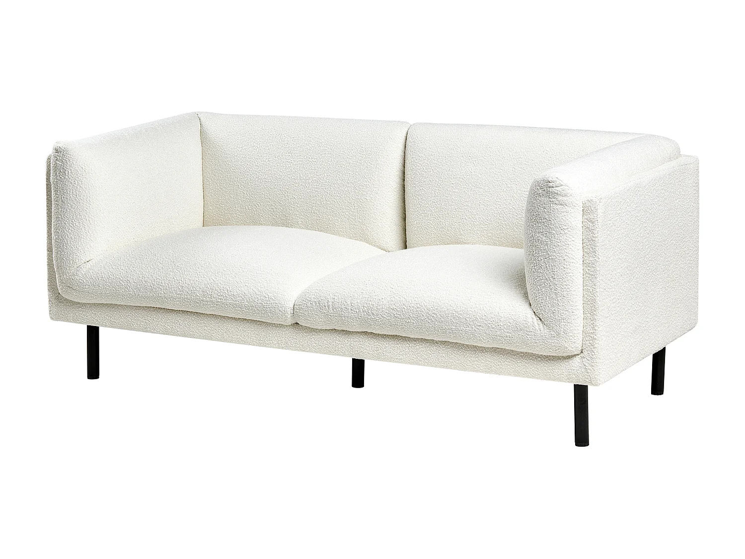 Canapé 2 places VORGOD Bouclé Blanc cassé