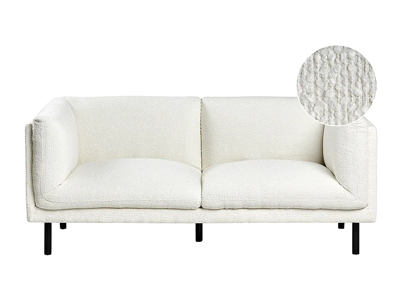 Canapé 2 places VORGOD Bouclé Blanc cassé