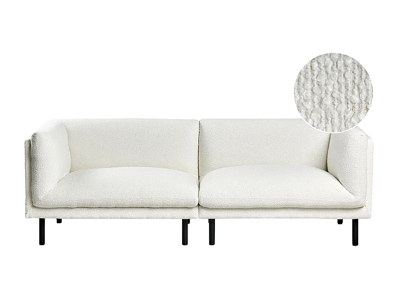 Canapé 3 places VORGOD Bouclé Blanc cassé