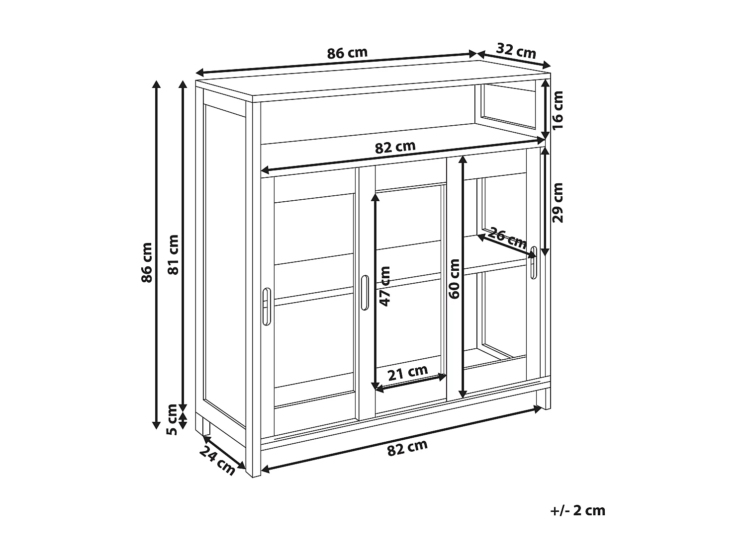Buffet avec vitrine en verre CRABTREE 86 cm Blanc
