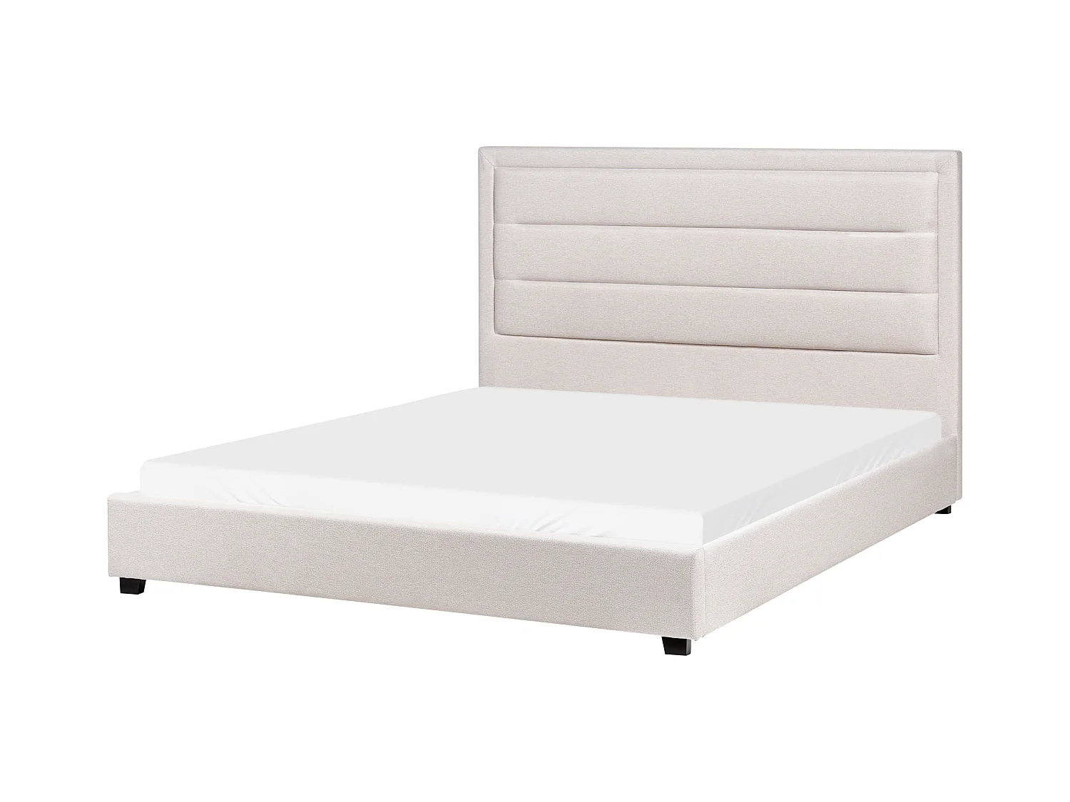 Lit avec sommier Tissu ROUEN 160 x 200 cm Beige clair