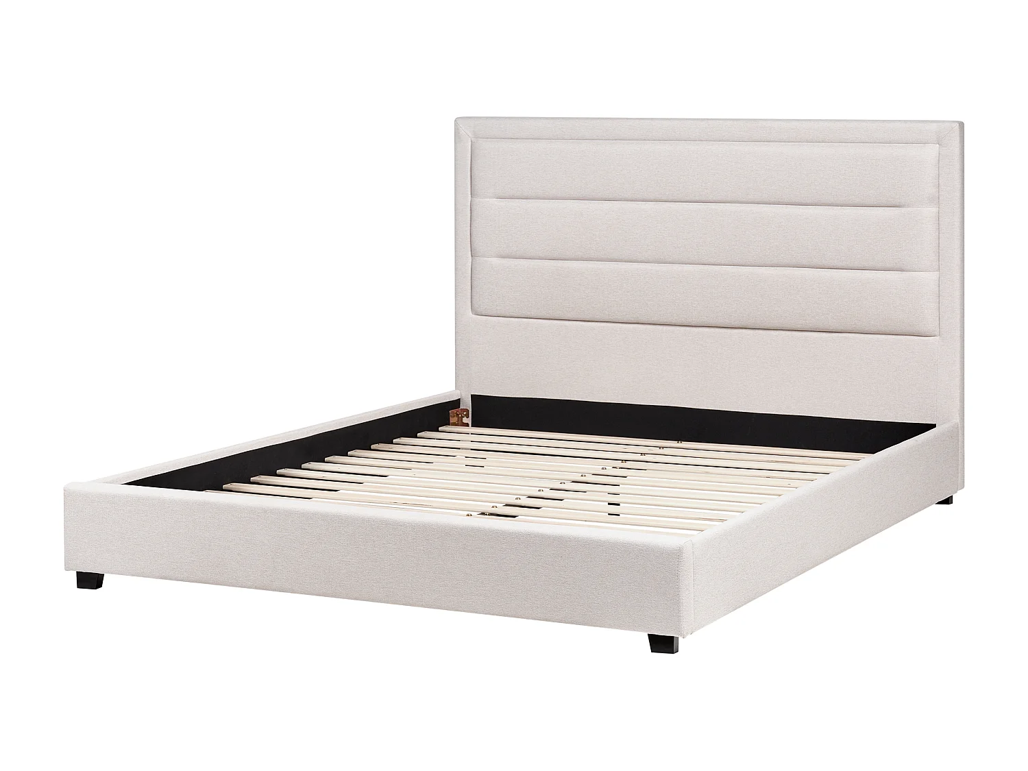 Lit avec sommier Tissu ROUEN 160 x 200 cm Beige clair