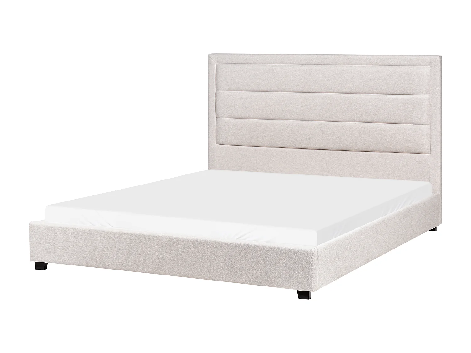 Lit avec sommier Tissu ROUEN 160 x 200 cm Beige clair