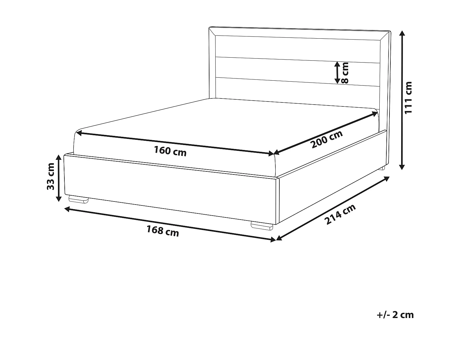 Lit avec sommier Tissu ROUEN 160 x 200 cm Beige clair