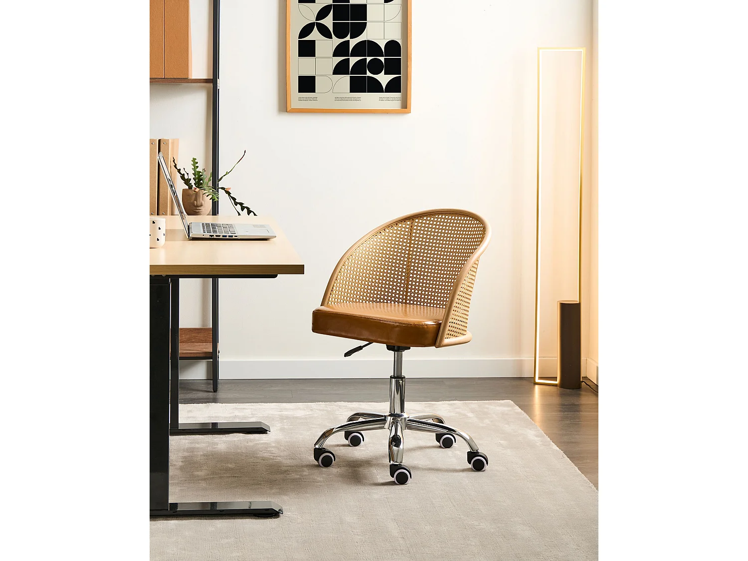 Chaise de bureau BALTIMORE Cuir PU Marron