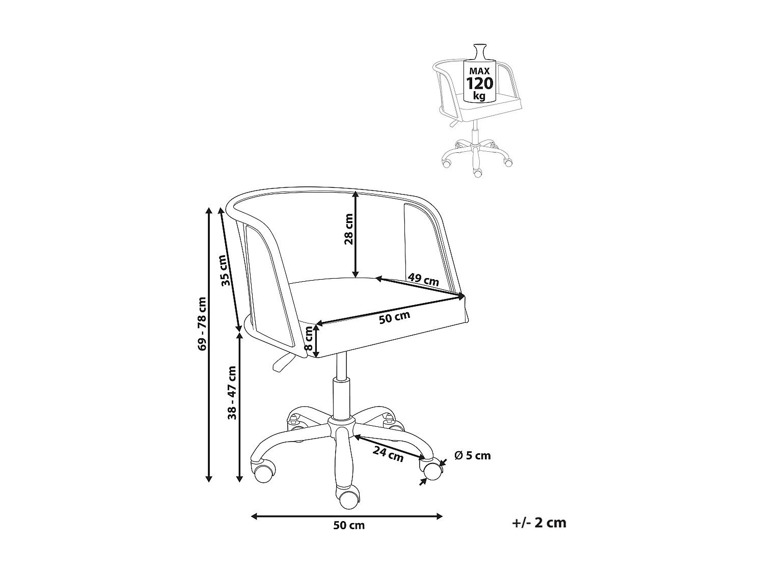Chaise de bureau ELKHART Cuir PU Noir