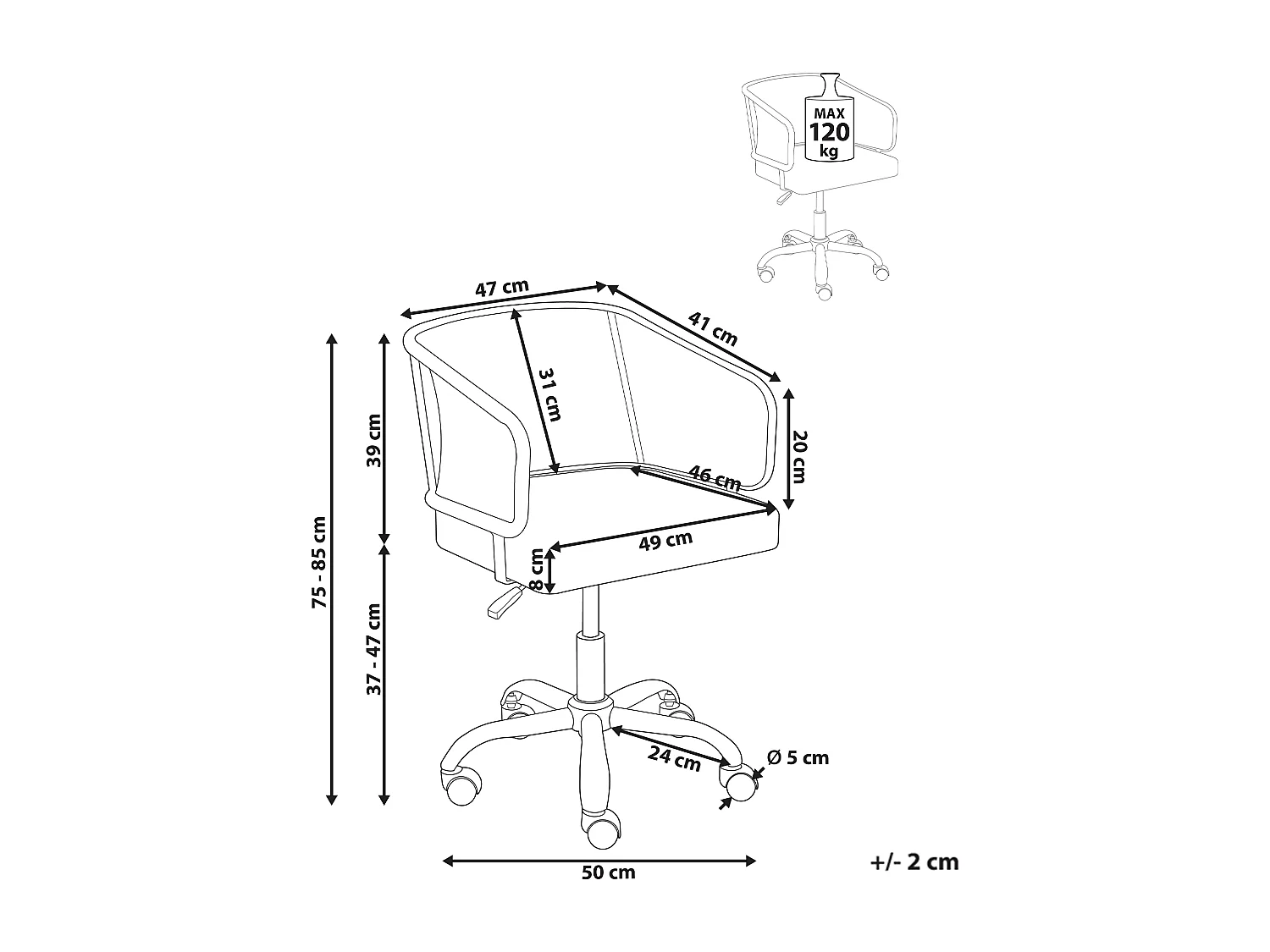 Chaise de bureau TUCSON Cuir PU Noir