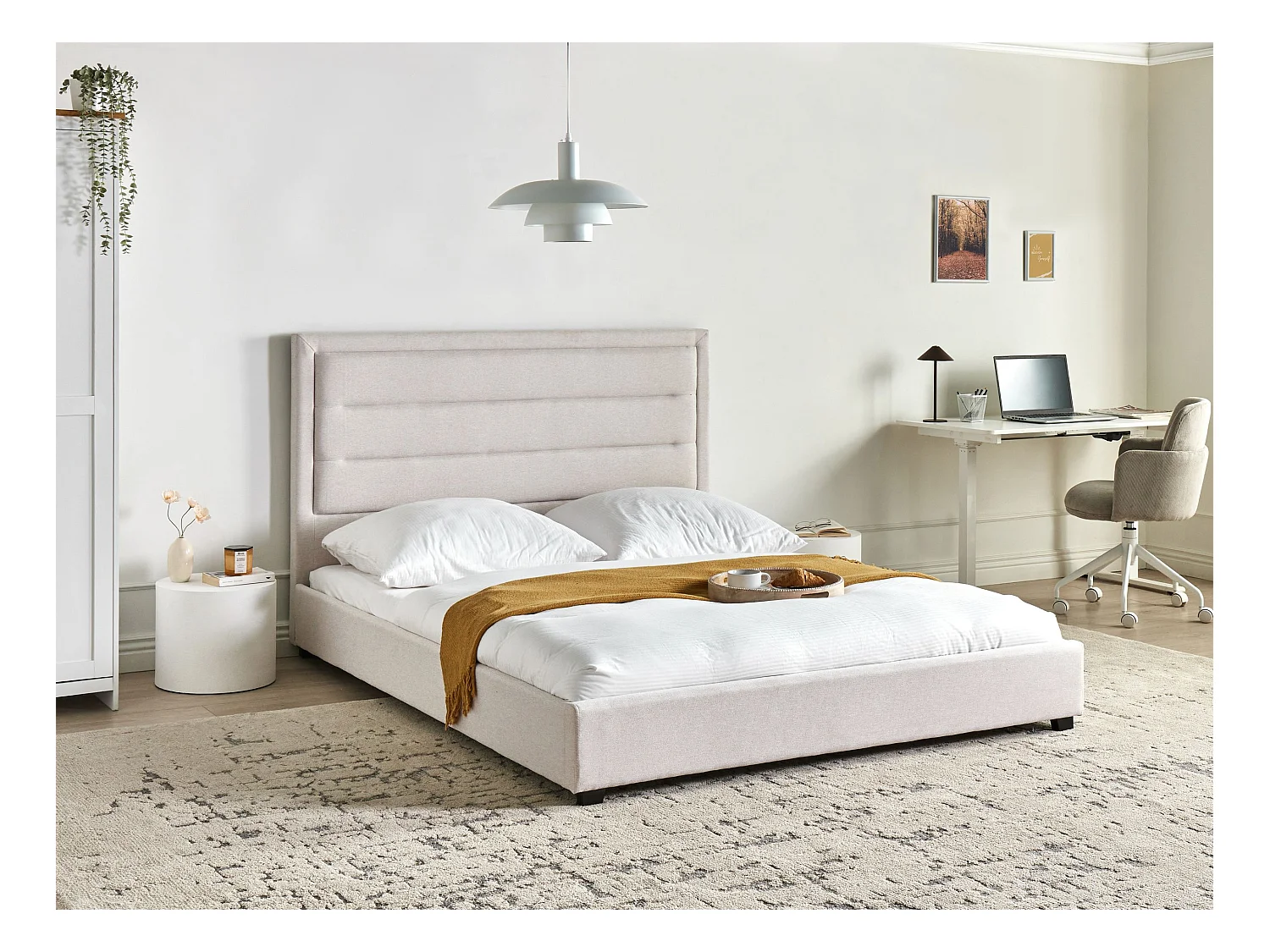 Lit à eau Tissu ROUEN 160 x 200 cm Beige clair