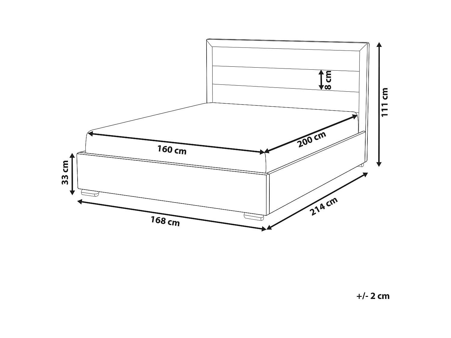 Lit à eau Tissu ROUEN 160 x 200 cm Beige clair
