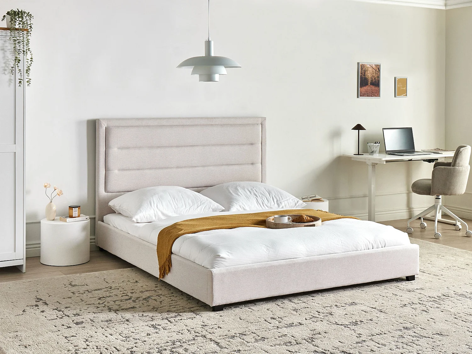 Lit à eau Tissu ROUEN 160 x 200 cm Beige clair