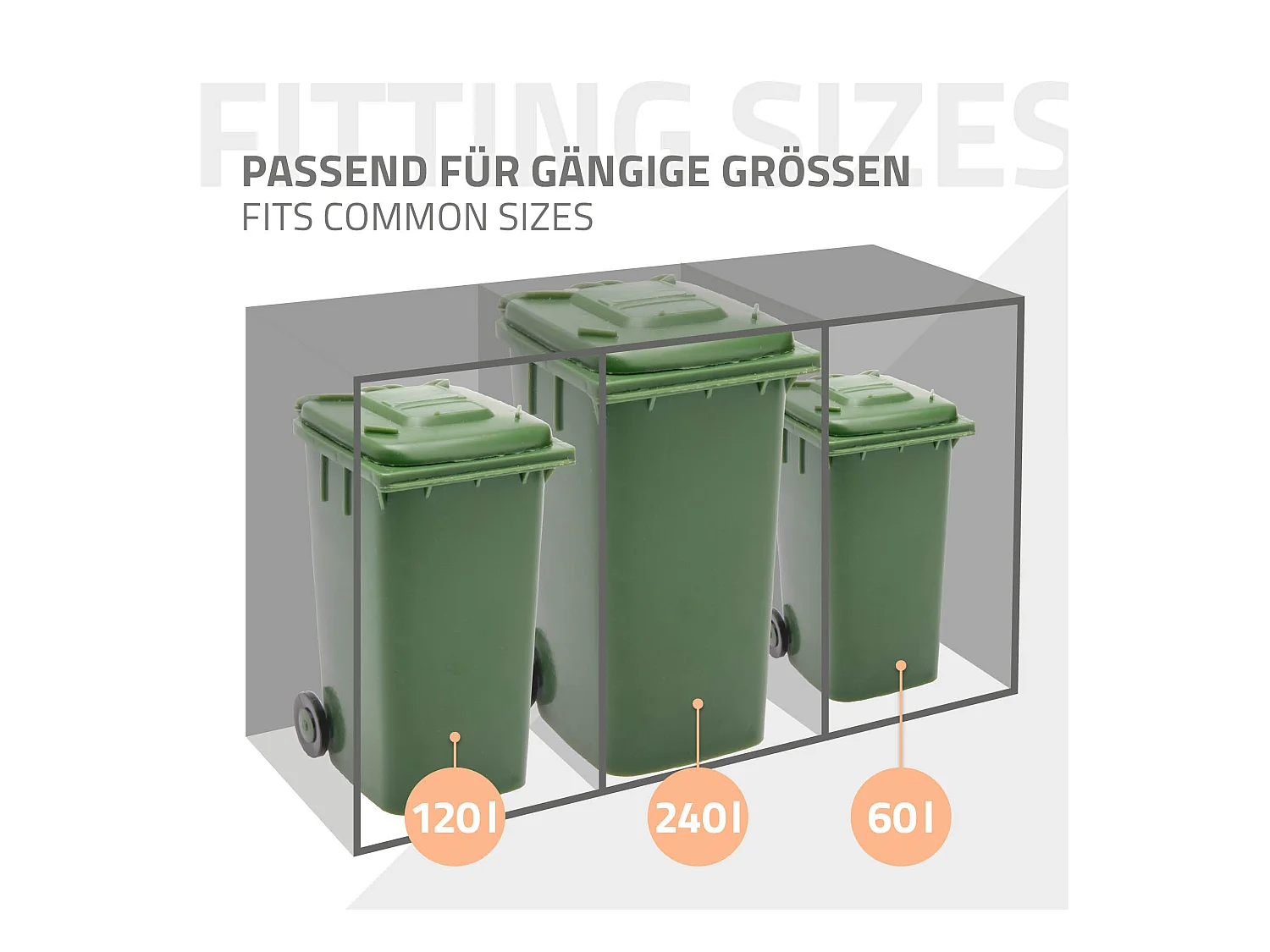 Abri pour 2 poubelles 132x80x116,3 cm capacité de 60L à 240L anthracite/aspect chêne acier couvercle rabattable/2 portes résistant aux intempéries
