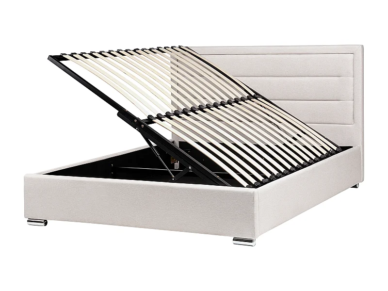 Lit ottoman Tissu ROUEN 160 x 200 cm Beige clair