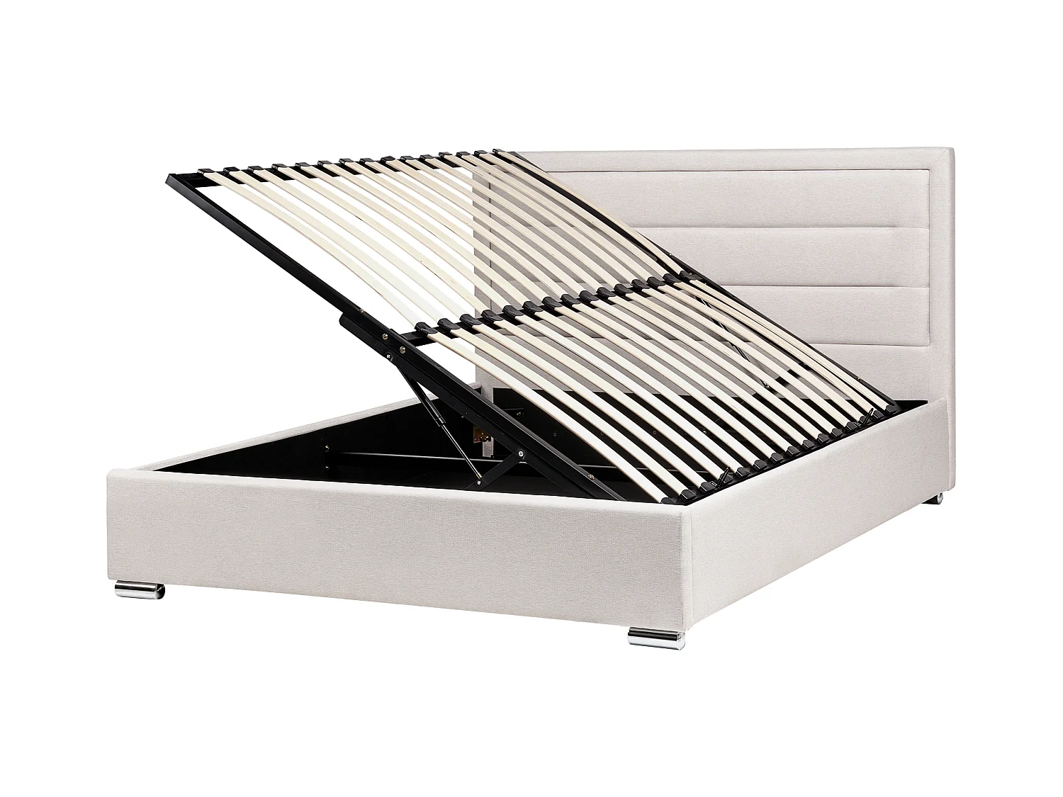 Lit ottoman Tissu ROUEN 160 x 200 cm Beige clair