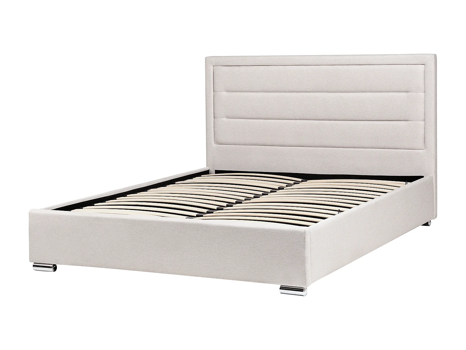 Lit ottoman Tissu ROUEN 160 x 200 cm Beige clair