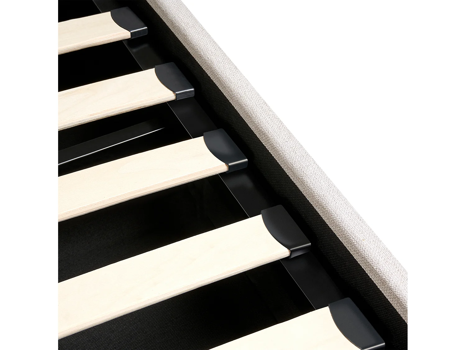 Lit ottoman Tissu ROUEN 160 x 200 cm Beige clair