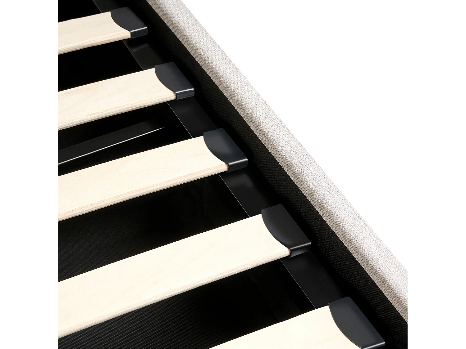 Lit ottoman Tissu ROUEN 160 x 200 cm Beige clair