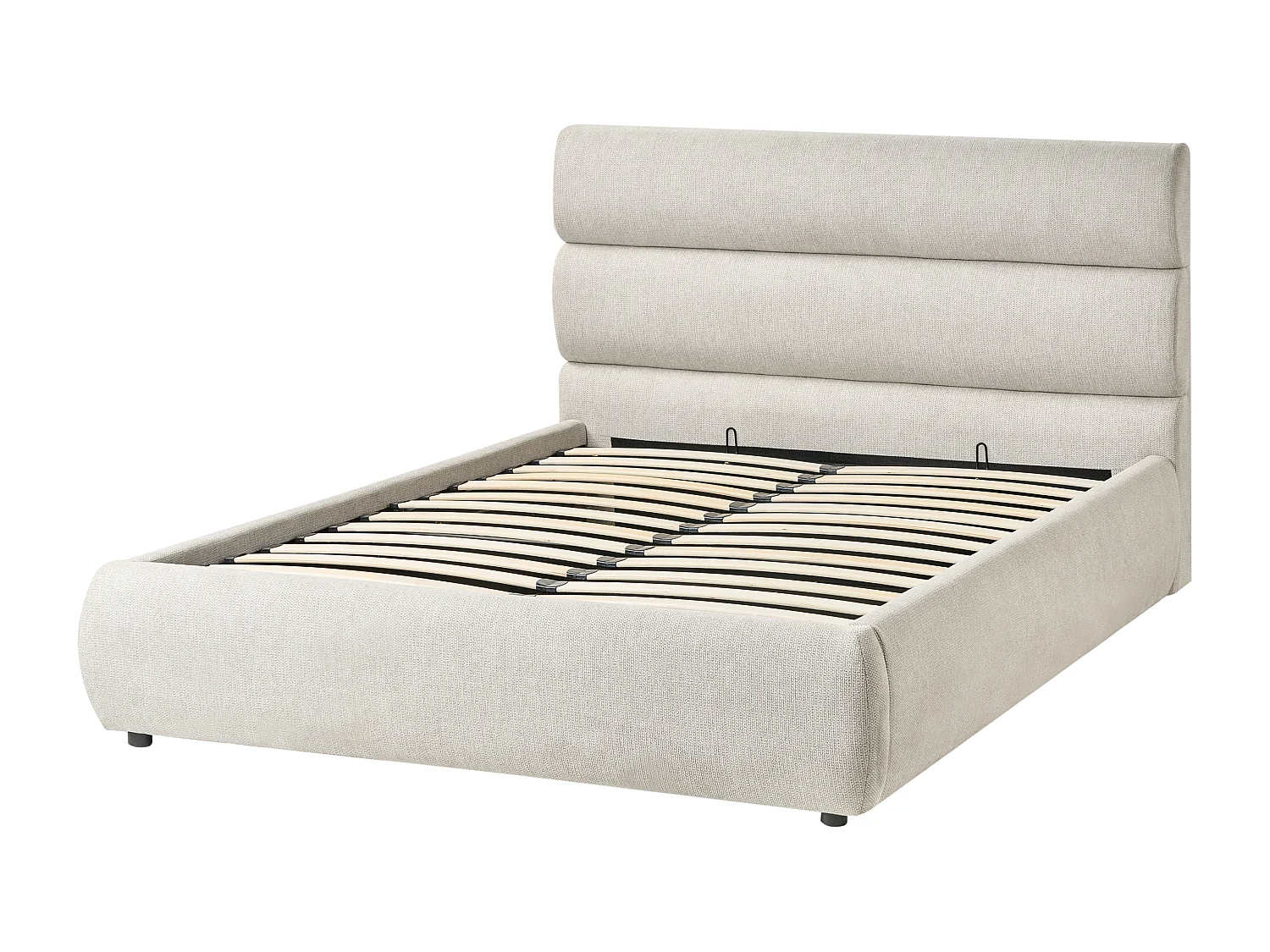 Lit ottoman Lin synthétique BONIFACIO 140 x 200 cm Gris