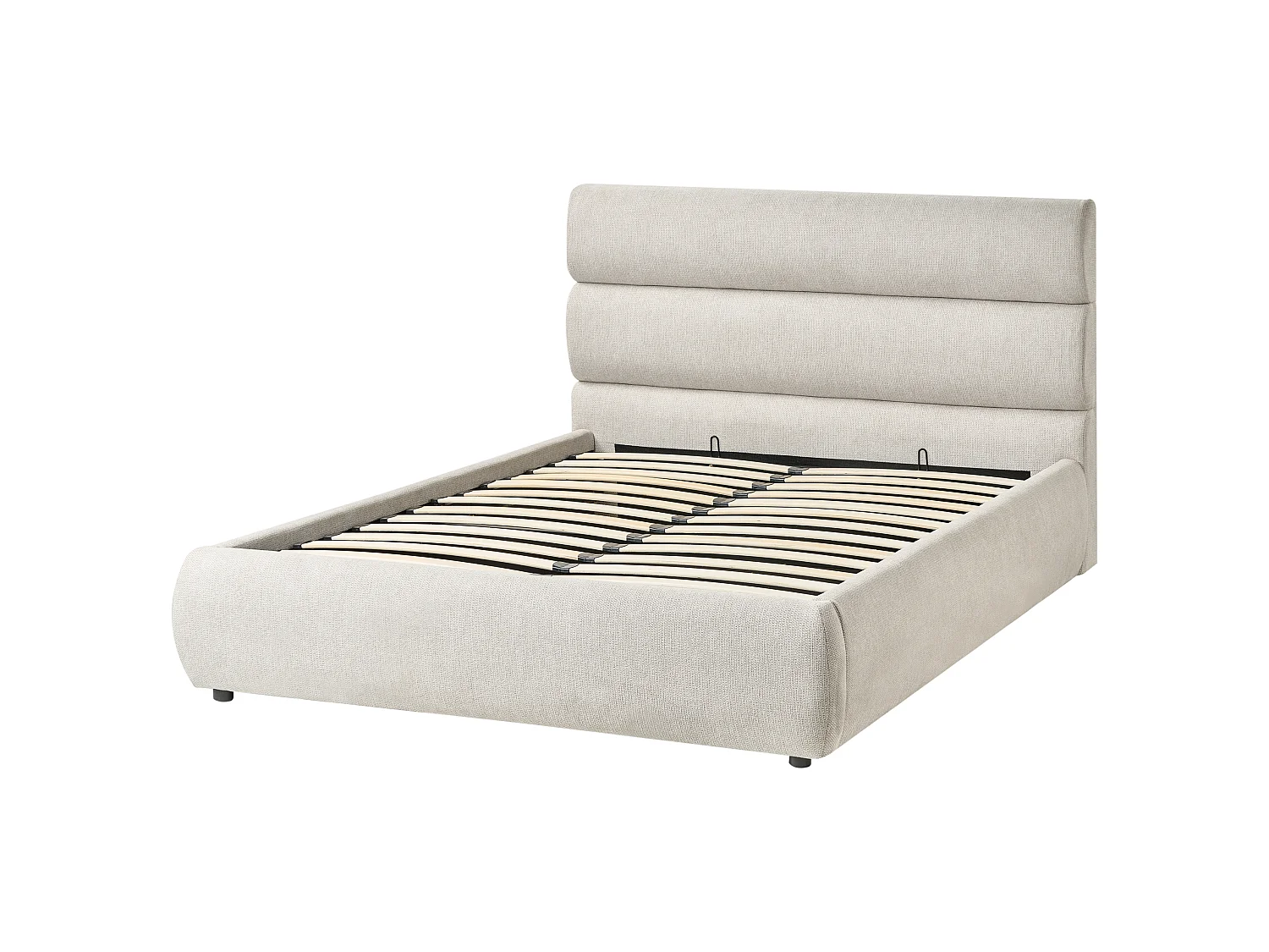 Lit ottoman BONIFACIO Lin synthétique Gris 140 x 200 cm